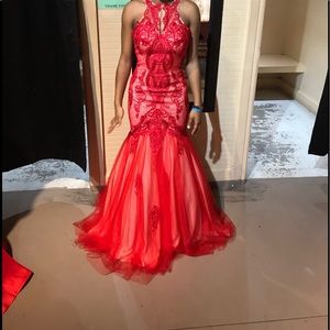 Red XS Elizabeth K. GLS Zipper Lace Back Dress.